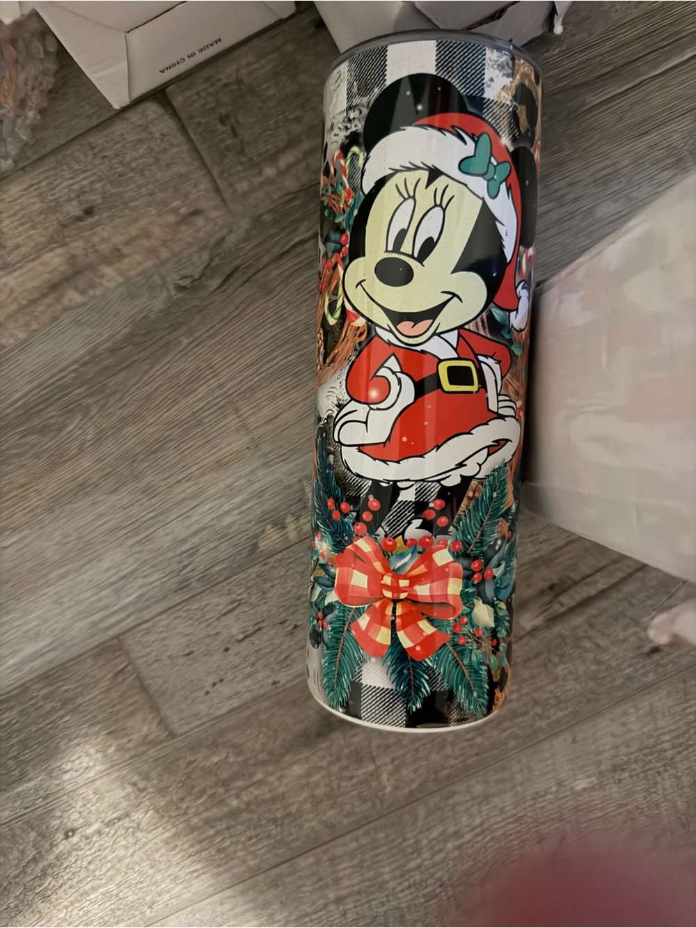 Minnie Mouse Holiday Travel Tumbler - Festive Red & Black